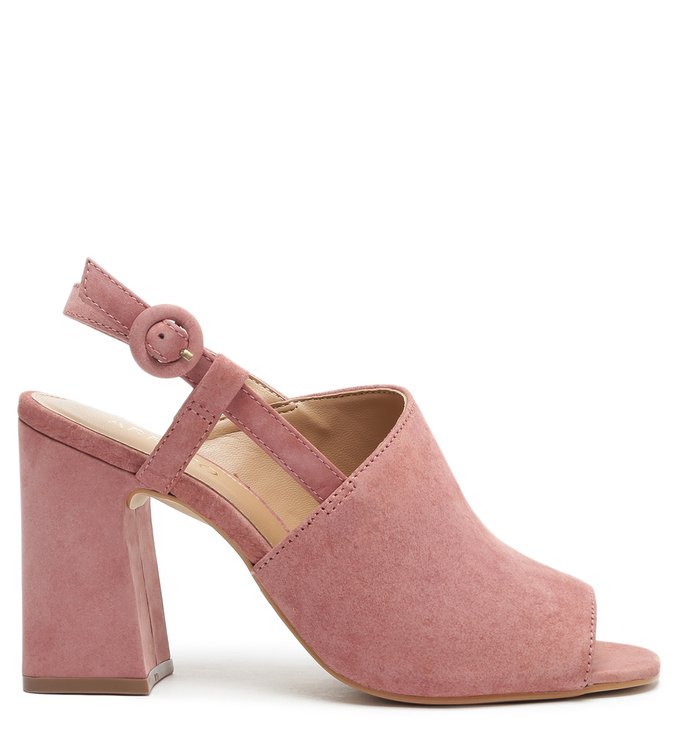 Sandalia Rosa Nobuck Salto Alto Transversal