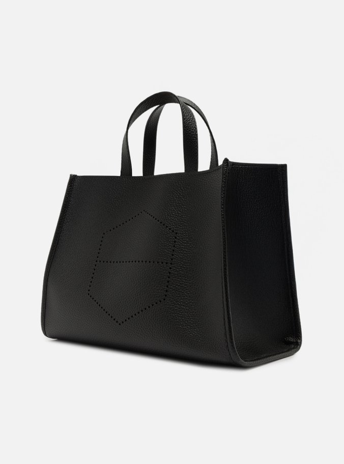 Bolsa Tote Preta Grande Logo Perfurado