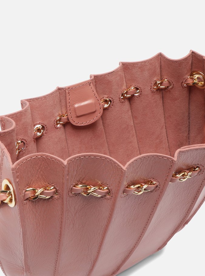 Bolsa Tiracolo Pequena Couro Rosa Blush Corrente