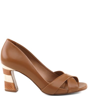 Peep Toe Caramelo Listras