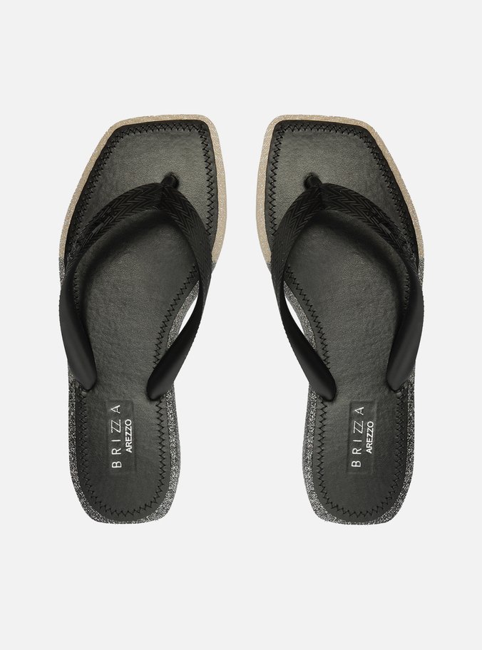 Chinelo de Dedo Preto Glitter Square Brizza