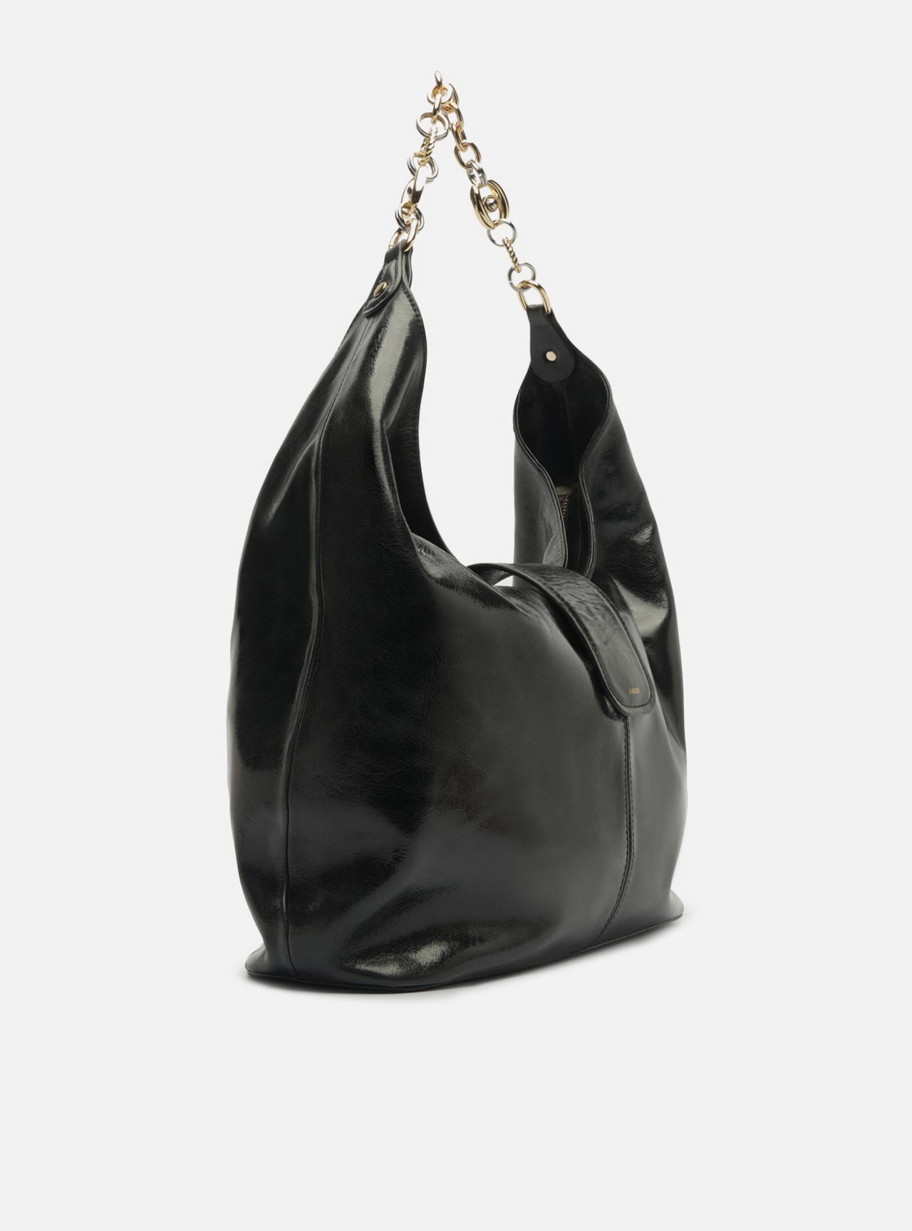 Bolsa Hobo Preta Couro Grande Corrente Elos — foto 5