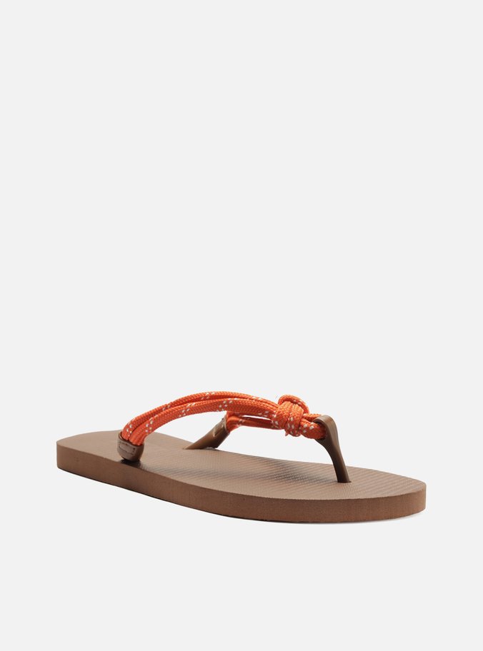 Chinelo de Dedo Marrom Essential Cordão Laranja