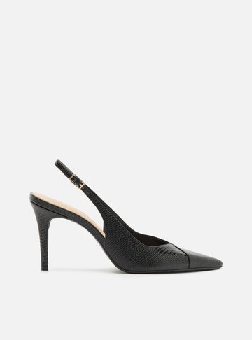Scarpin Preto Lizard Salto Médio Slingback
