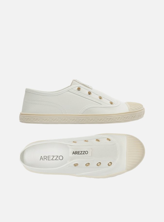 Tênis Slip On Branco Couro Sola Baixa Elástico