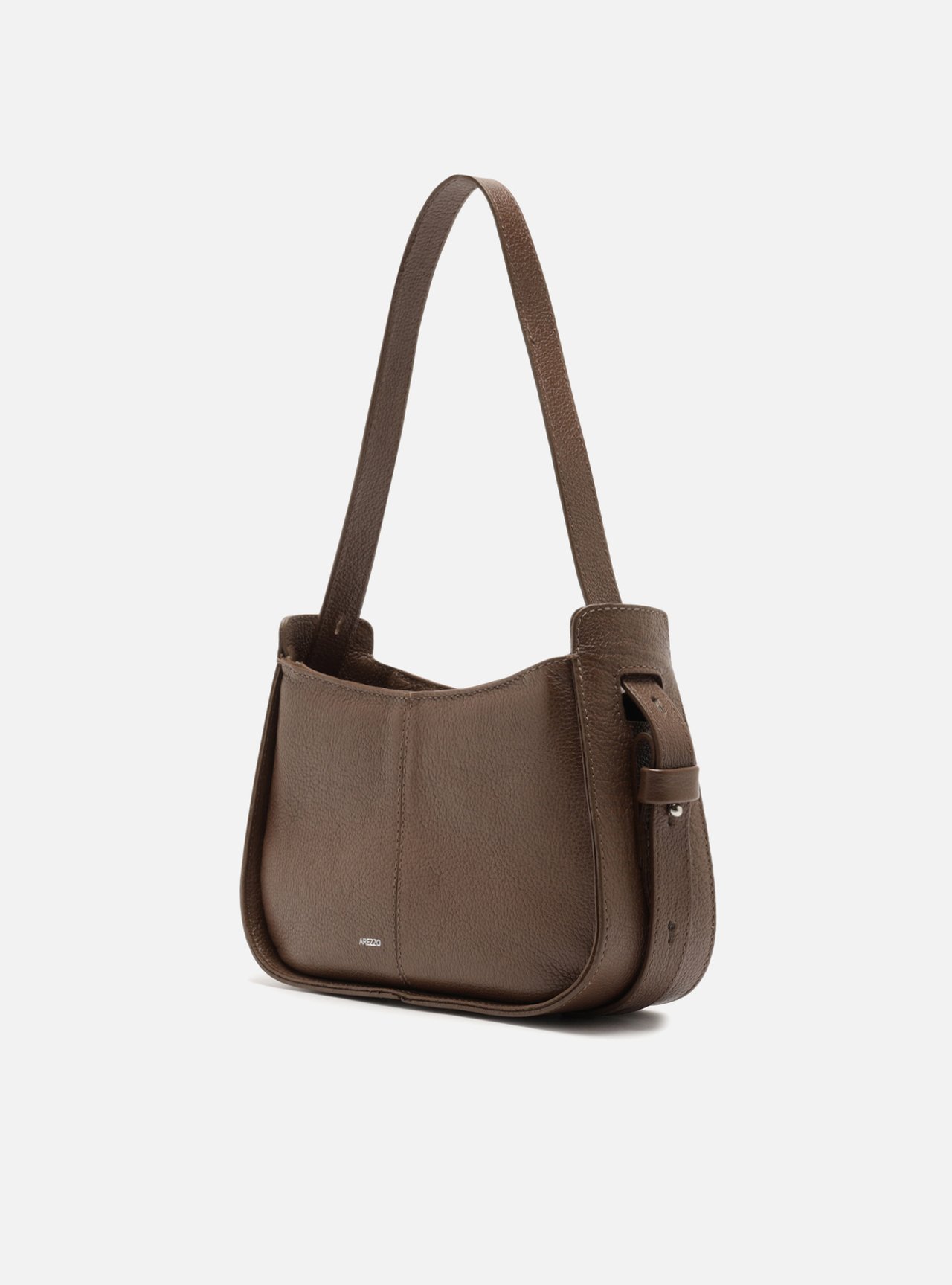 Bolsa Hobo Marrom Couro Média — foto 2