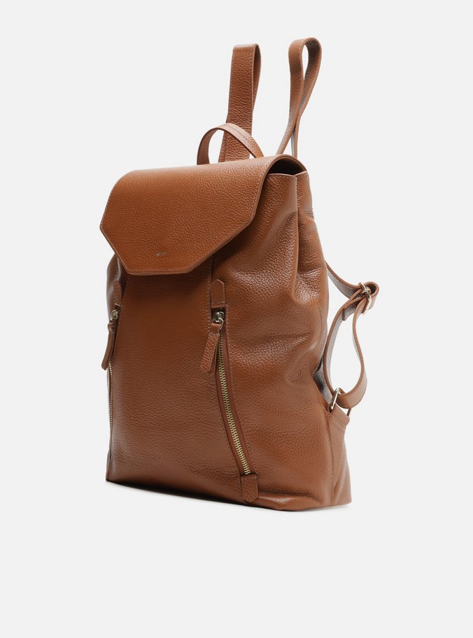 Mochila Marrom Couro Grande Bolsos