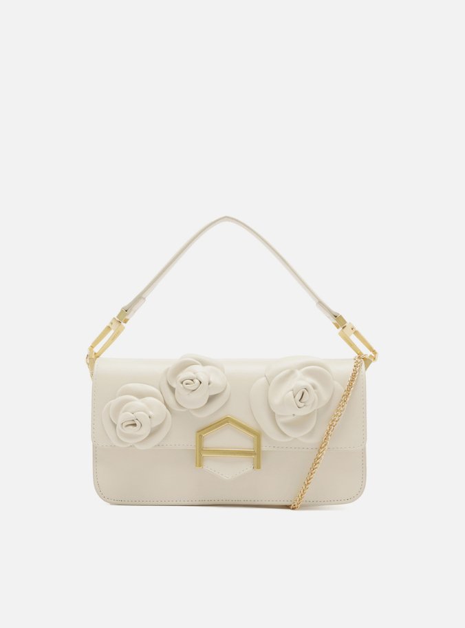 Bolsa Tiracolo Branca Couro A001 Média Flores