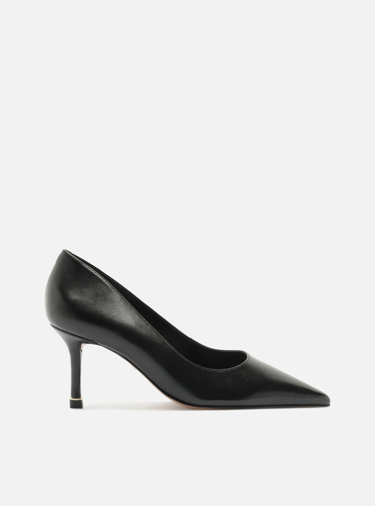 Scarpin Preto Couro Salto Fino — foto 1