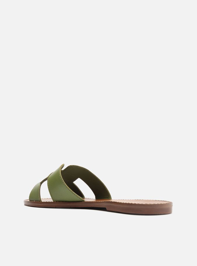 Rasteira Verde Couro Slide Light Citrus