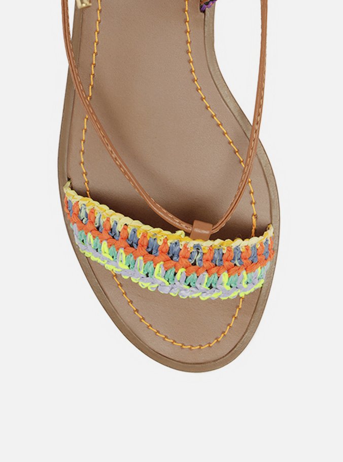 Sandália Crochê Multicolorida Amarração