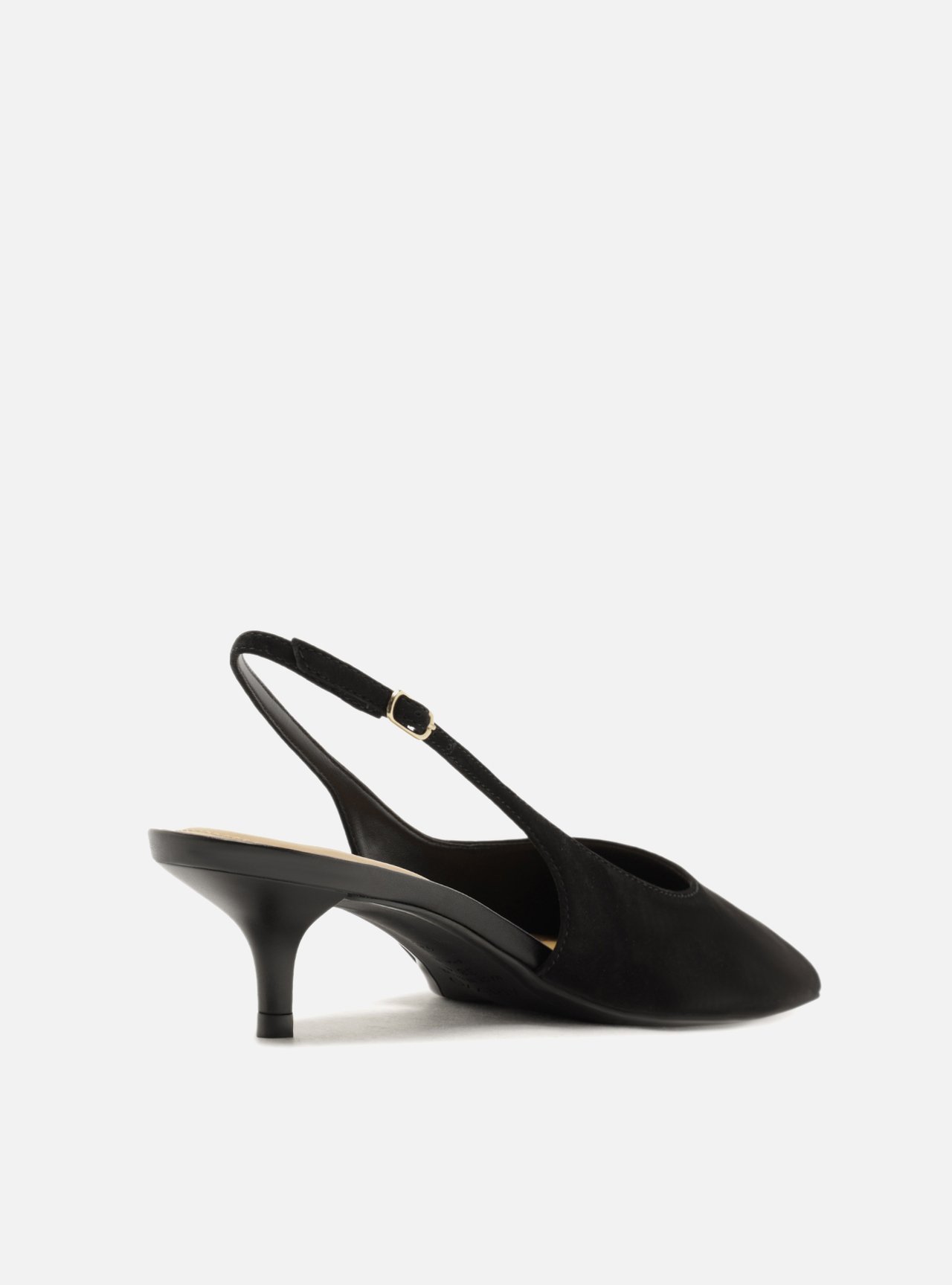 Scarpin Preto Acamurçado Salto Fino Slingback — foto 3