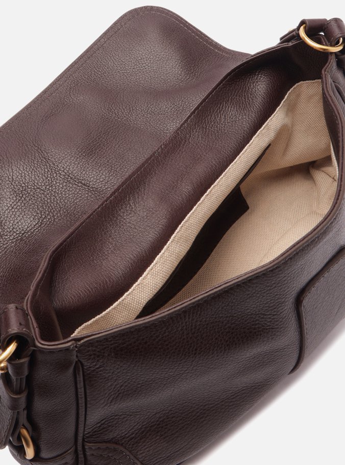 Bolsa Tiracolo Marrom Couro Média Cadeado