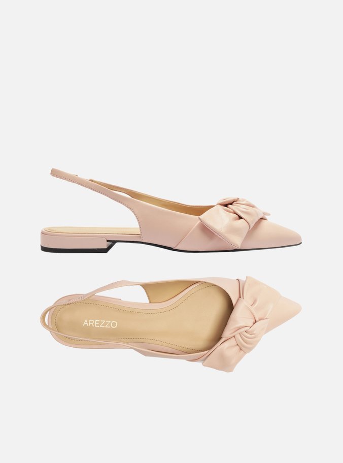 Sapatilha Rosa Couro Slingback Maxi Laço