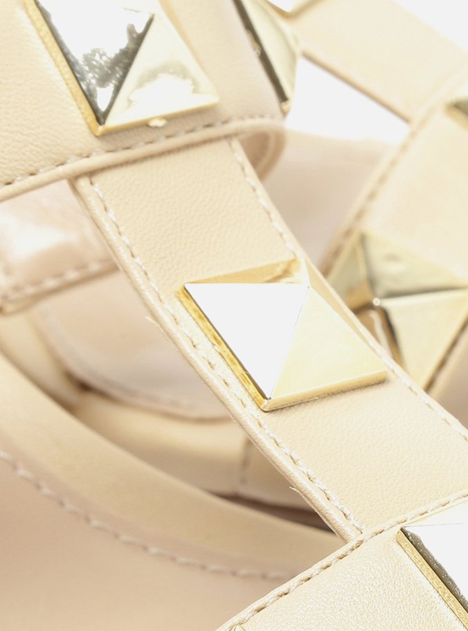 Mule Salto Bloco Branca Studs