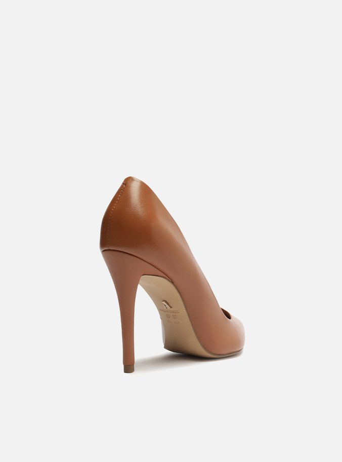Scarpin Marrom Couro Salto Alto Fino