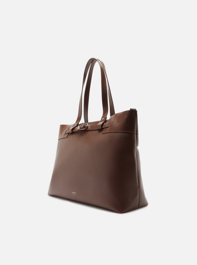 Bolsa Shopping Marrom Grande Tira Afivelada