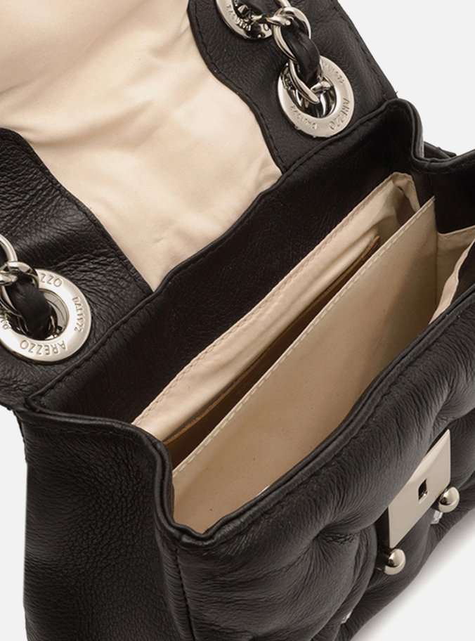 Bolsa Tiracolo Preta Couro Mizz Stone Pequena