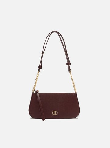 Arezzo — Bolsa Tiracolo Bordô Couro Pequena Corrente