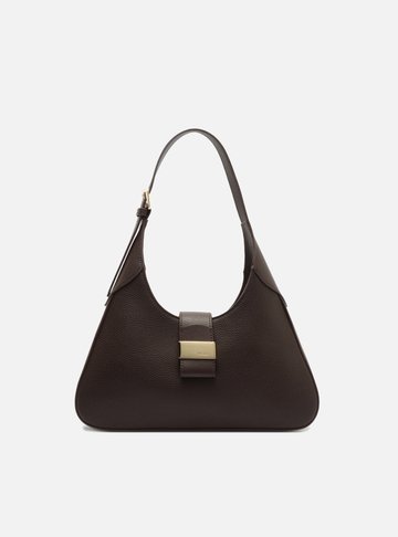 Bolsa Hobo Marrom Média Metal