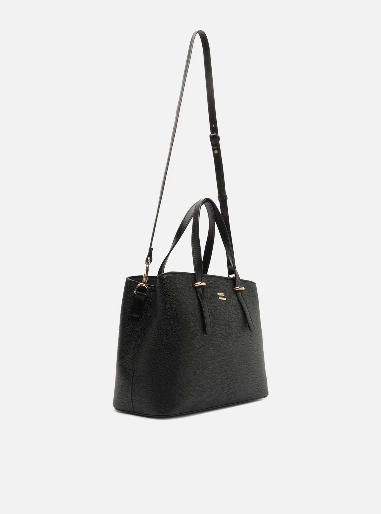 Bolsa Tote Preta Média Granulada Metais — foto 5