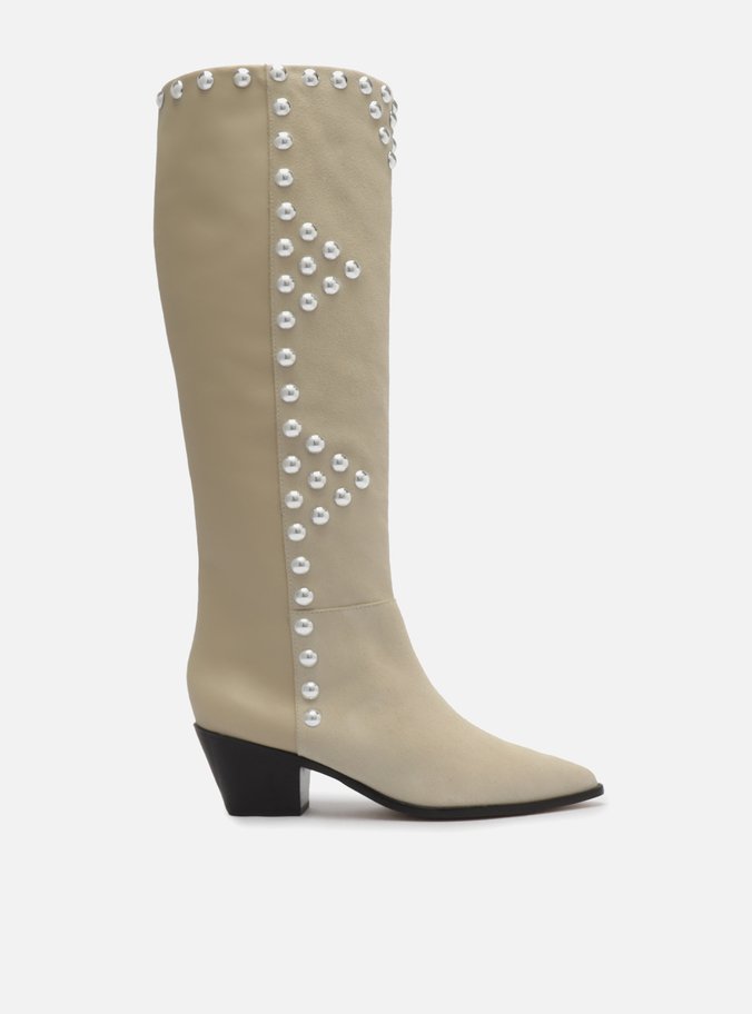Bota Bege Camurça Cano Longo Western Hazel