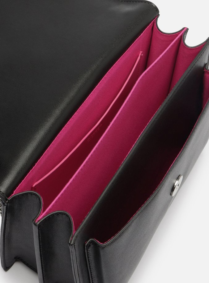 Bolsa Tiracolo Preta Pequena Corrente Divisórias