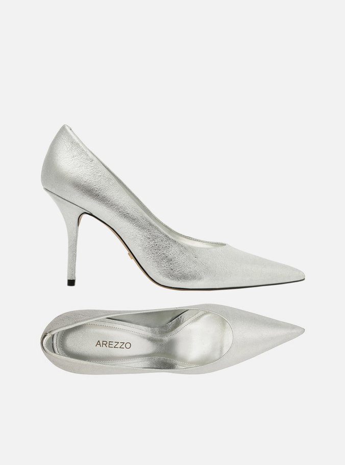 Scarpin Prata Glitter Salto Alto Fino Clássico