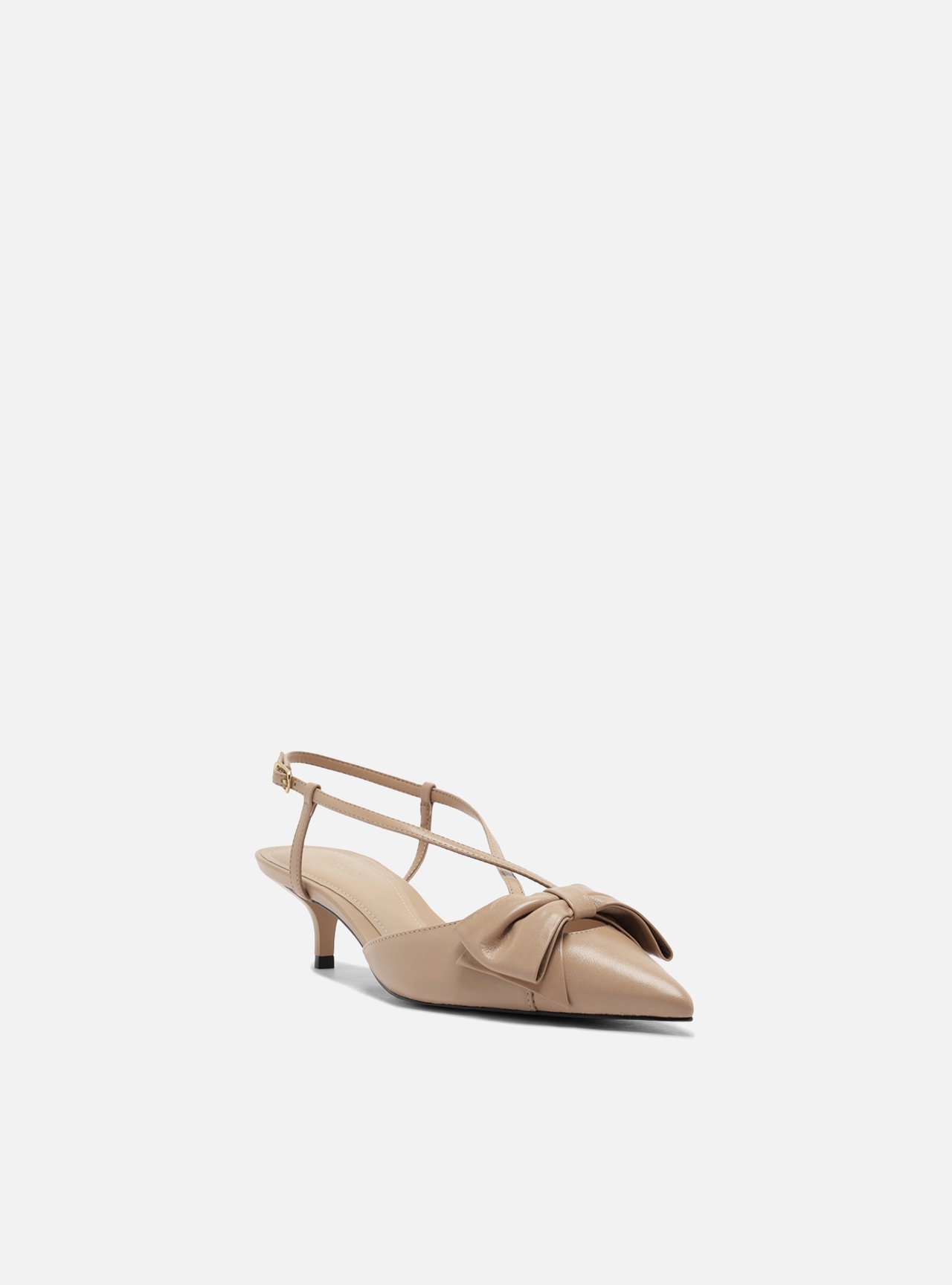 Scarpin Nude Couro Salto Fino Laço Slingback — foto 2
