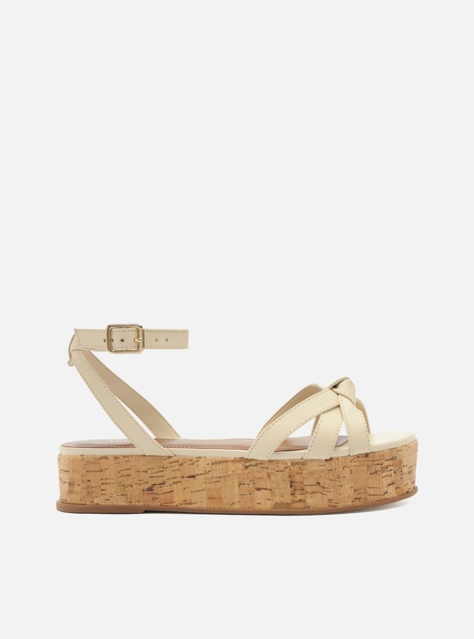 Sandália Branca  Salto Flatform Fivela