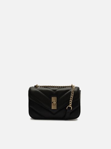 Bolsa Tiracolo Preta Matelassê Corrente Pequena