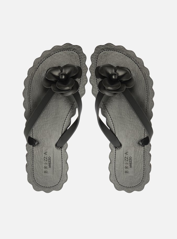 Chinelo de Dedo Preto Recouro Flor Daisy