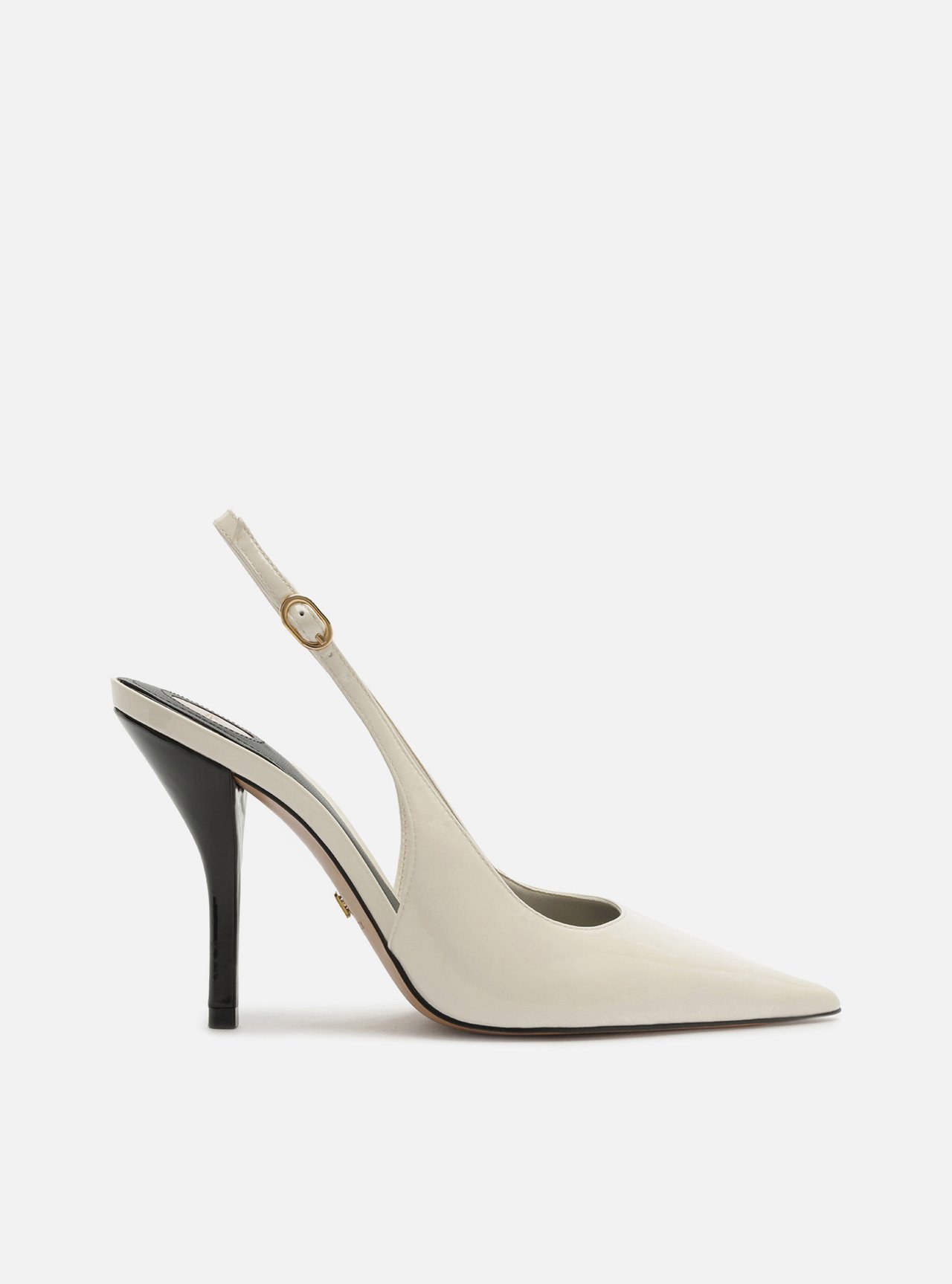 Scarpin Branco Salto Fino Fivela Slingback — foto 1