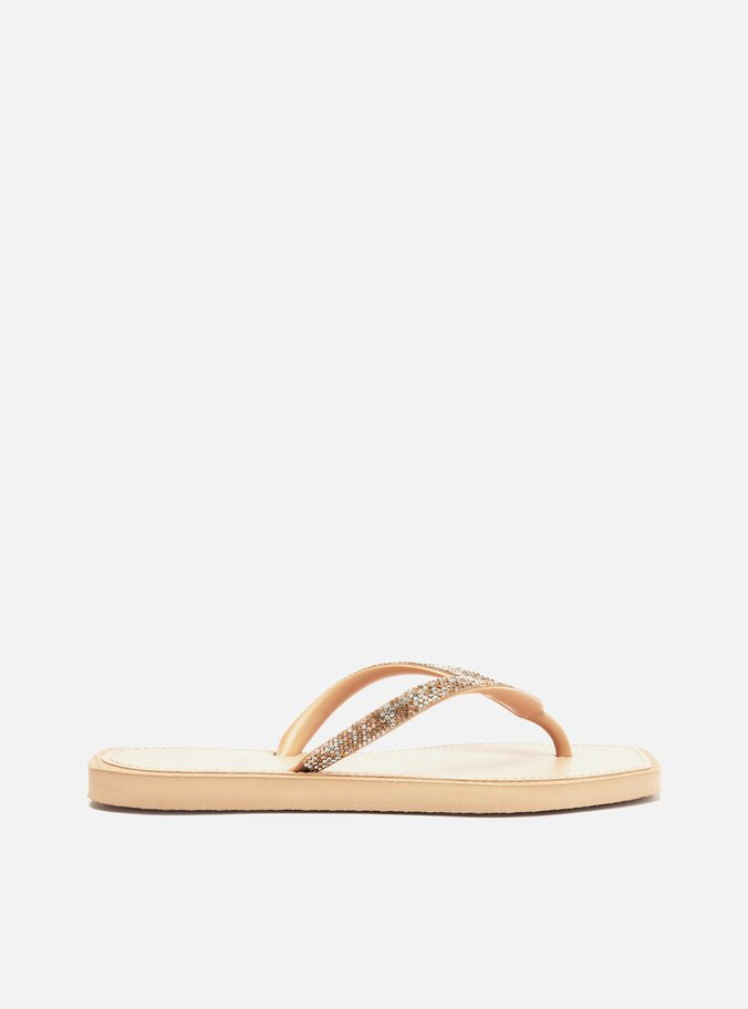 Chinelo de Dedo Nude Recouro Square Strass