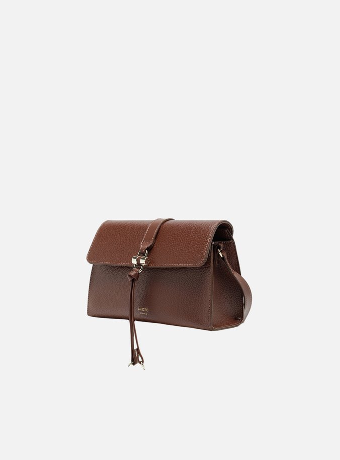 Bolsa Tiracolo Marrom Pequena Detalhe Tiras Metal