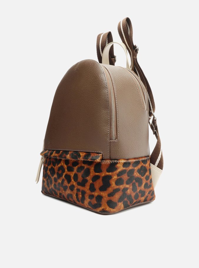 Mochila Marrom Prione Grande Animal Print