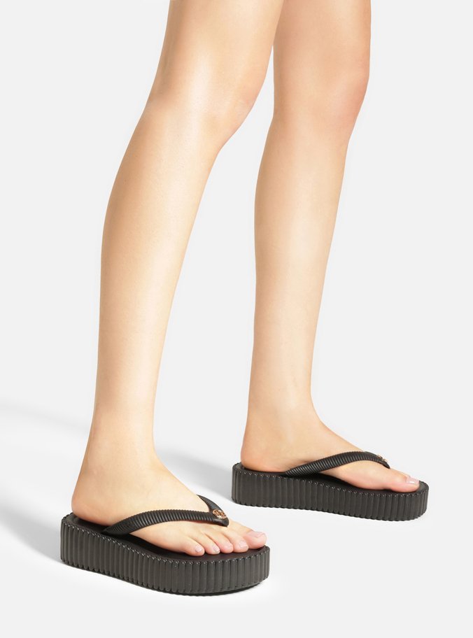 Sandália Preta Flatform Flip Flop Bali