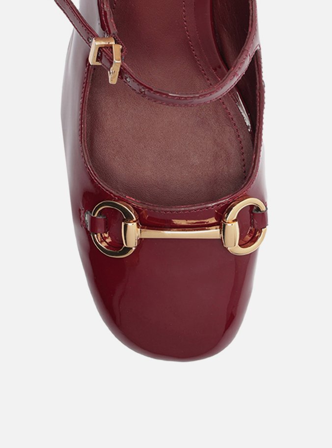 Sapato Boneca Vermelho Verniz Bloco Slingback