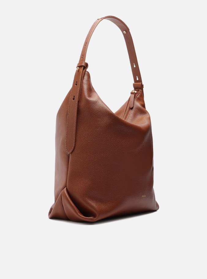 Bolsa Hobo Marrom Couro Grande Detalhe Tiras