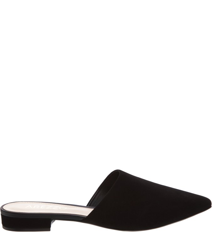 Mule Bico Fino Nobuck Preta