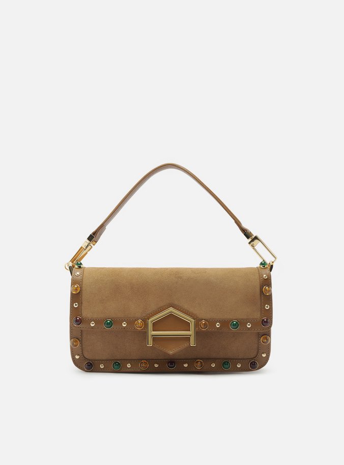 Bolsa Tiracolo Marrom Couro A001 Média Pedras