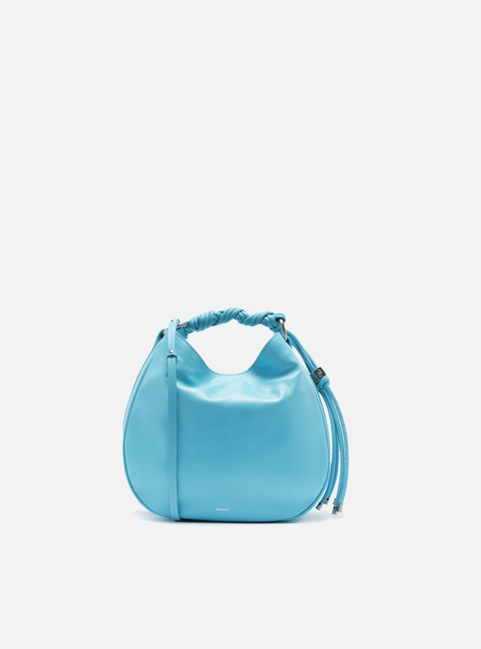 Bolsa Tiracolo Azul Couro Pequena Alça Torcidos