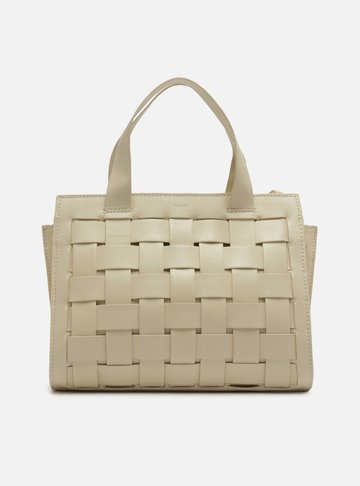 Bolsa Tote Branca Couro Grande Tressê Maxi Lenny