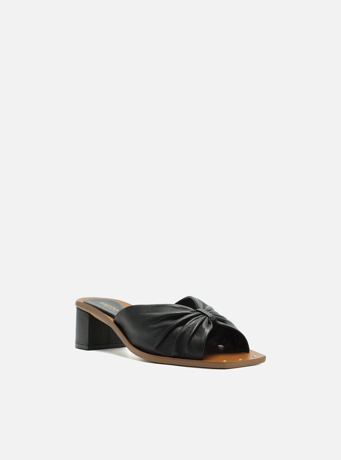 Mule Preto Bloco Drapeada