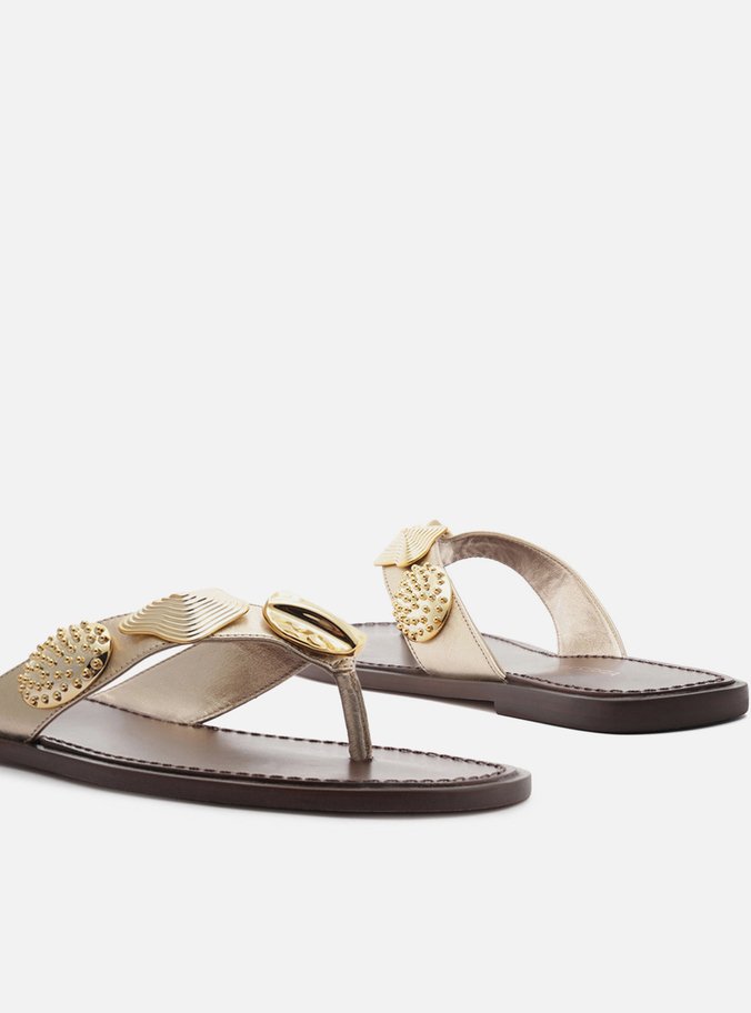 Rasteira Dourada Flip Flop Metais