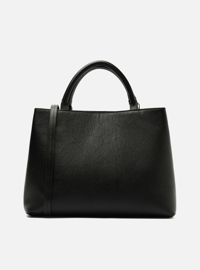 Bolsa Tote Preta Couro Textura Grande