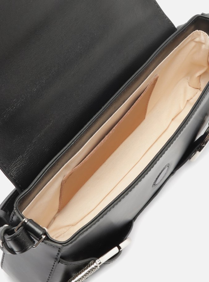 Bolsa Tiracolo Preta Couro Pequena Maxi Fivelas