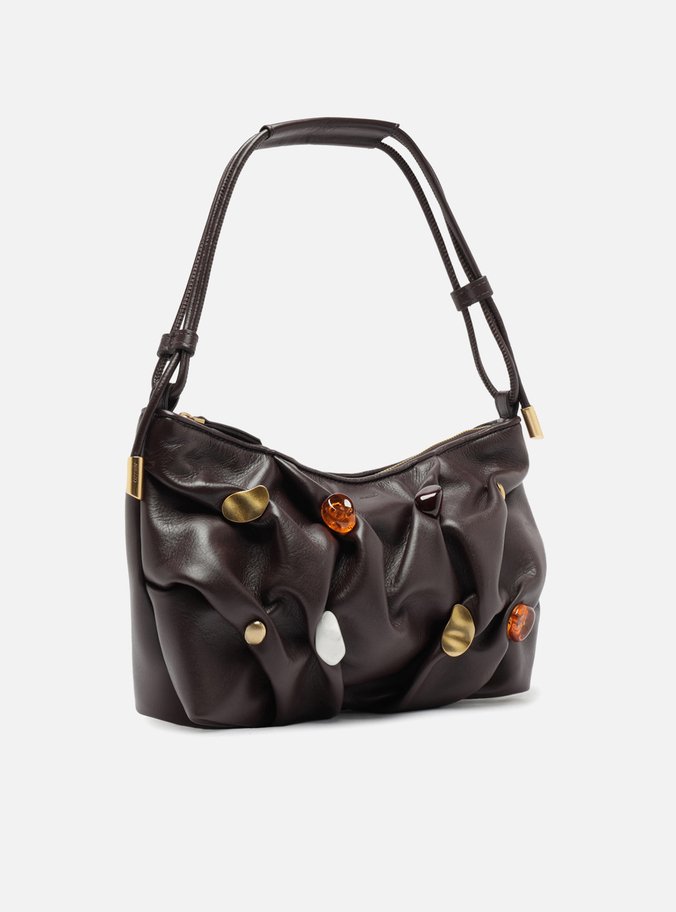 Bolsa Tiracolo Marrom Couro Média Aplicações