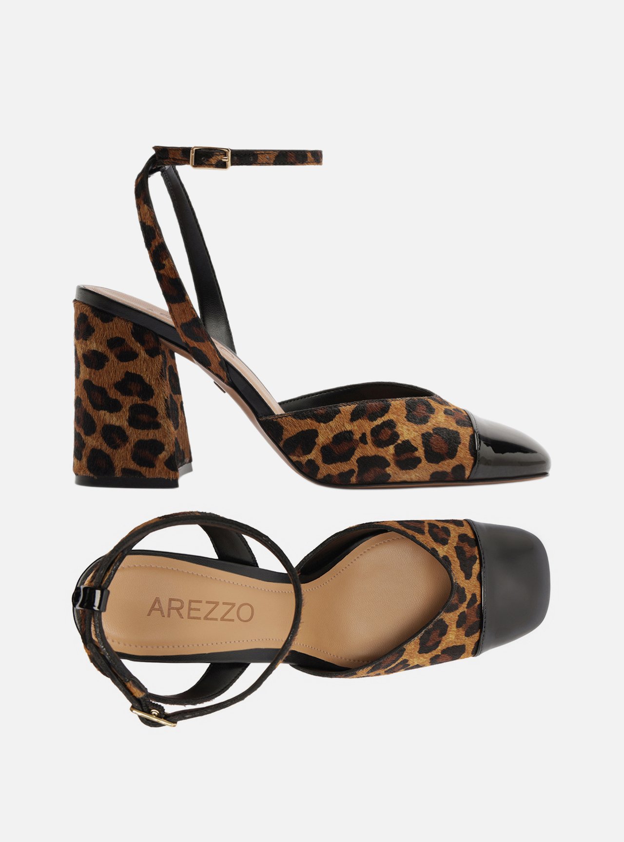 Scarpin Animal Print Salto Bloco Fivela Slingback — foto 5