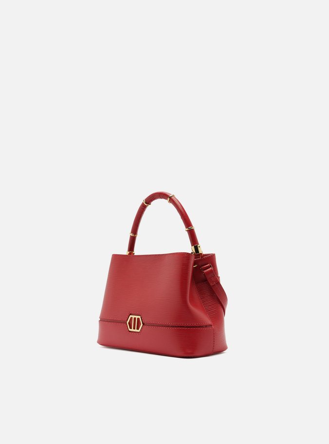 Bolsa Tote Vermelha Couro Pequena Anéis